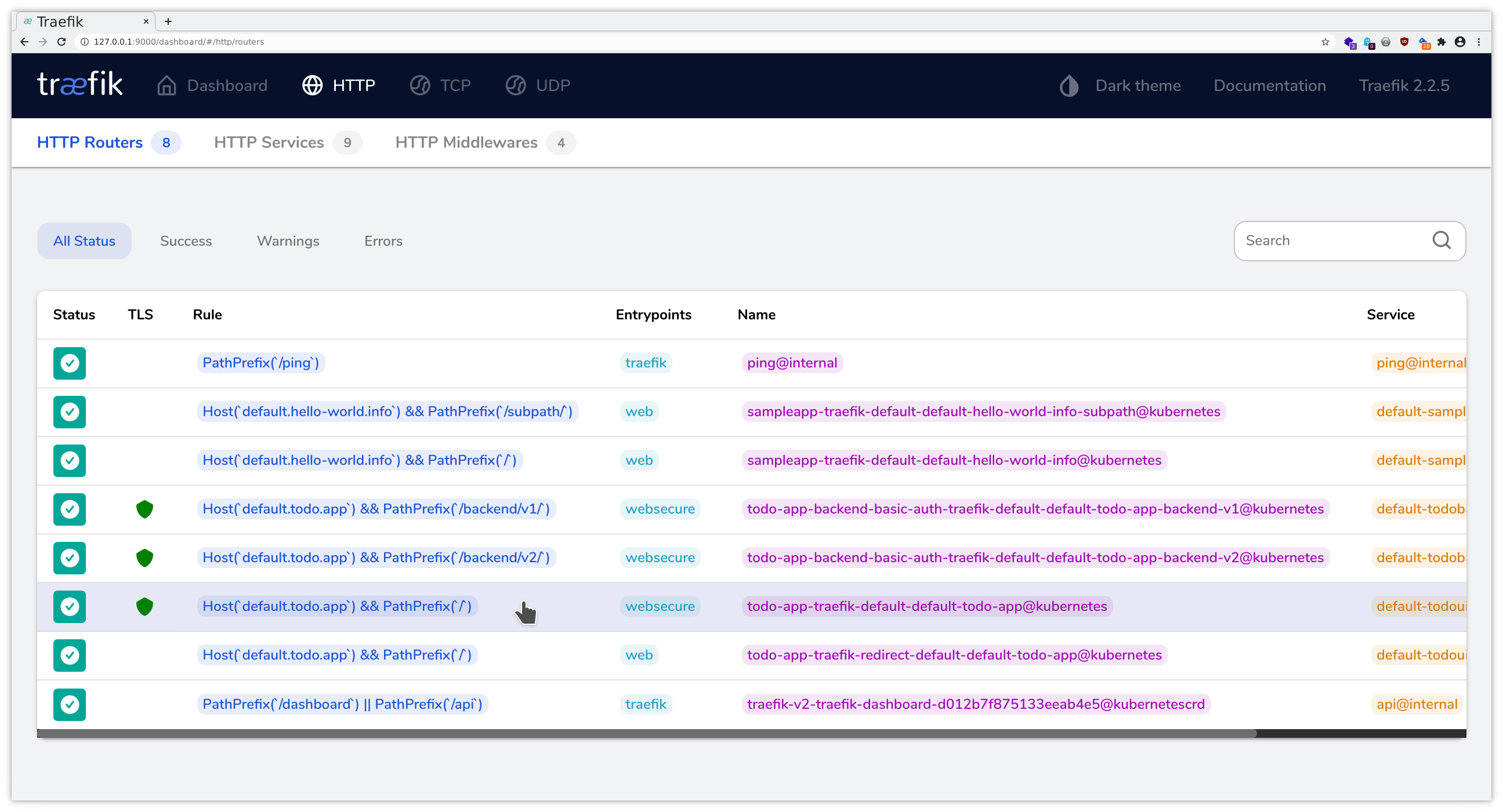 Traefik UI HTTP